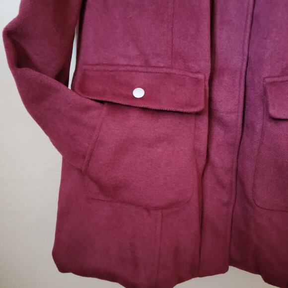 Torrid Wool Faux Fur Hooded Deep Red Zip Front Coat - Picture 8 of 16